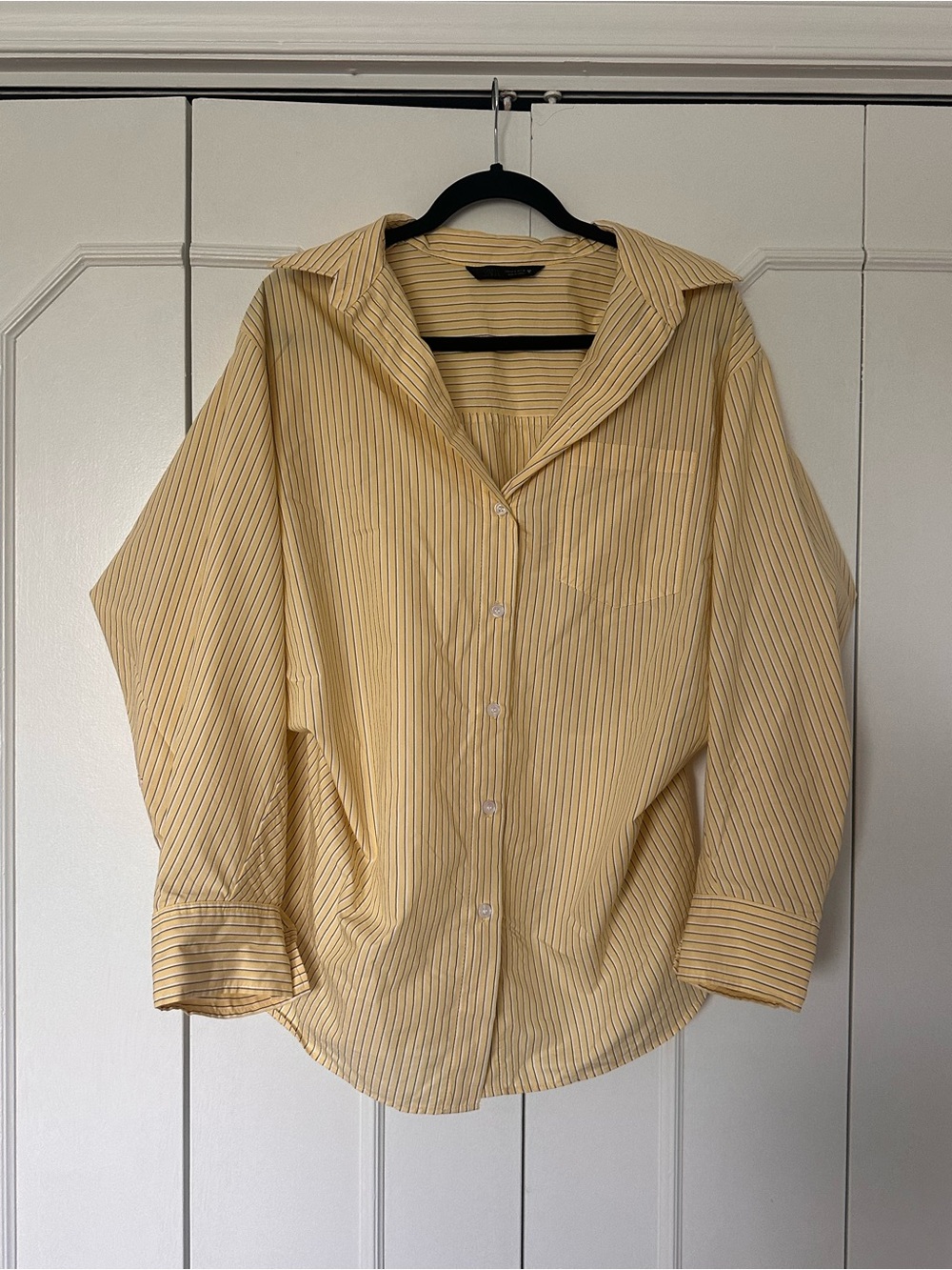 Zara Yellow and White Striped Shirt